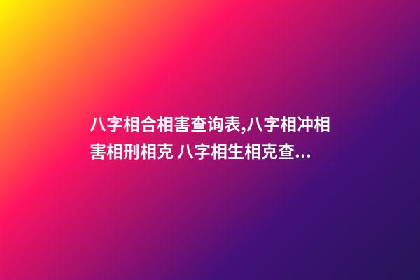 八字相合相害查询表,八字相冲相害相刑相克 八字相生相克查询表-第1张-观点-玄机派